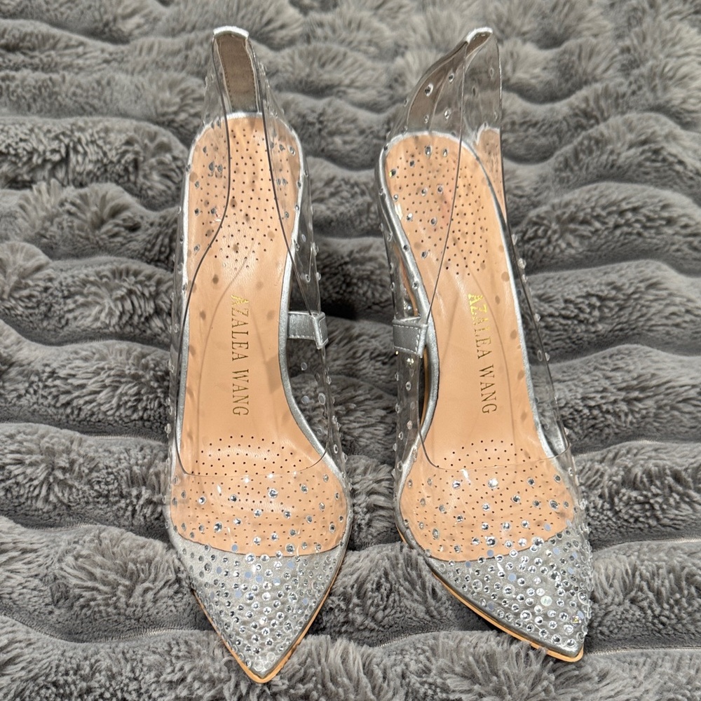Silver Embellished Heels by Bella Wang